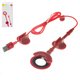 USB кабель Baseus O-type Car Mount, USB тип-A, Lightning, 80 см, 2,1 А, красный, #CALOX-09