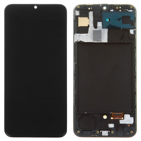 Дисплей для Samsung A307 Galaxy A30s, чорний, з рамкою, High Copy, з широким обідком, OLED 