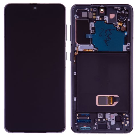 Дисплей для Samsung G991 Galaxy S21 5G, сірий, з рамкою, Original, сервісне опаковання, phantom Gray, original glass, #GH82 24544A GH82 24545A GH82 27256A GH82 27255A