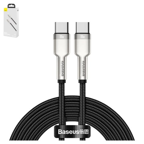 USB кабель Baseus Cafule Series Metal, 2xUSB тип C, 100 см, 100 Вт, чорний, #CATJK C01