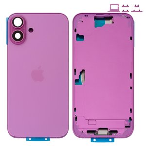 Корпус для iPhone 16 Plus, рожевий, з тримачем SIM карти, з боковими кнопками, Original PRC , EU version