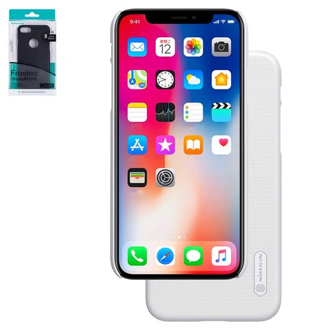 Case Nillkin Super Frosted Shield compatible with iPhone X, iPhone XS, white, with logo hole, matt, plastic  #6902048147331
