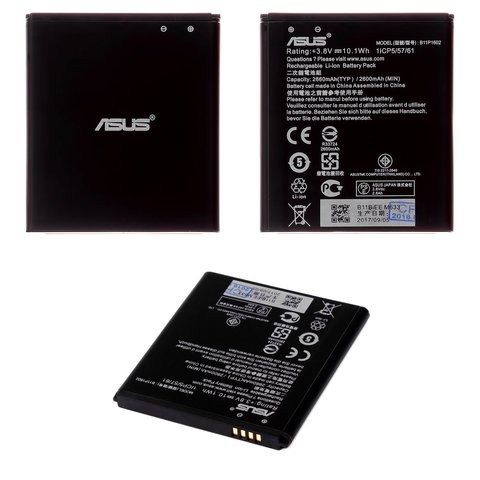 Batería puede usarse con Asus ZenFone Go ZB500KL , Li ion, 3.8 V, 2660 mAh, Original PRC , #B11P1602