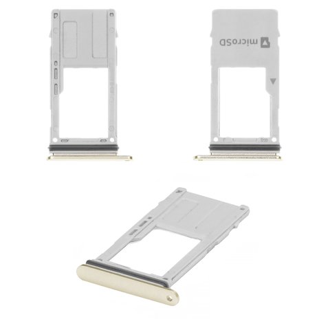 Memory Card Slot Holder compatible with Samsung A530F Galaxy A8 2018 , A730F Galaxy A8+ 2018 , golden, single SIM 
