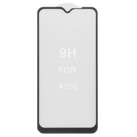 Tempered Glass Screen Protector All Spares compatible with Samsung A107F DS Galaxy A10s, 5D Full Glue, black, the layer of glue is applied to the entire surface of the glass 
