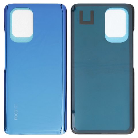 Housing Back Cover compatible with Xiaomi Poco F3, dark blue, Logo Poco, arctic deep ocean blue 