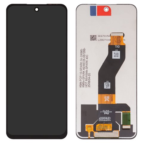 LCD compatible with Tecno Spark 40 KM5 , Spark 40C KM4k , Spark Go 2 KM4 ; Infinix Hot 60i 4G X6728 , black, without frame, High Copy, XSXTXDI670EBAPX 
