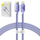 USB кабель Baseus Crystal Shine Series, USB тип-C, Lightning, 120 см, 20 Вт, фиолетовый, в нейлоновой оплетке, #CAJY000205