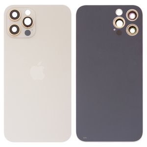 Panel trasero de carcasa puede usarse con iPhone 12 Pro, dorada, con vidrio de cámara, small hole