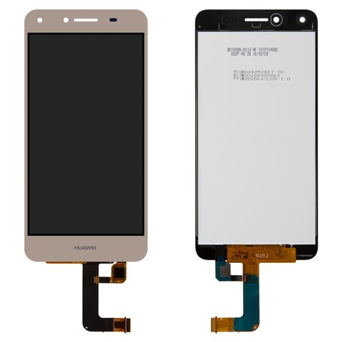 LCD compatible with Huawei Y5 II, golden, Logo Huawei, without frame, Original PRC , CUN U29 CUN L21  