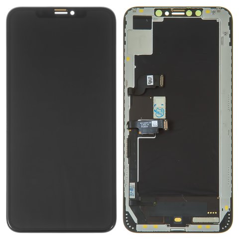 LCD compatible with iPhone XS Max, black, with frame, change glass 