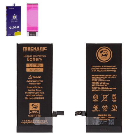 Battery Mechanic compatible with Apple iPhone 6, Li Polymer, 3.8 V, 2340 mAh, High Capacity, original IC 