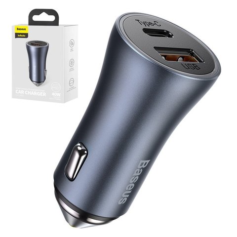 Car Charger Baseus Golden Contactor Pro, gray, Quick Charge, 40 W, 5 A, 2 outputs, 12 24 V  #CCJD 0G