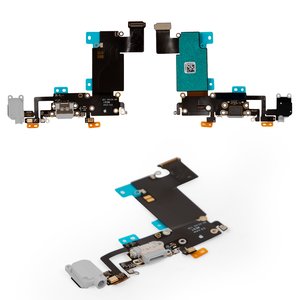 Cable flex puede usarse con iPhone 6S Plus, del conector de carga, del conector de auriculares, gris, con micrófono, con componentes