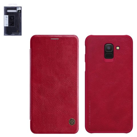 Funda Nillkin Qin leather case puede usarse con Samsung J600 Galaxy J6, rojo, libro, plástico, cuero PU, #6902048158887