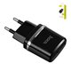 Adaptador de red Hoco C12, 12 W, negro, sin cable, 2 puertos, #6957531063094