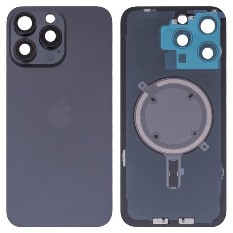 Panel trasero de carcasa puede usarse con iPhone 15 Pro Max, negra, con vidrio de cámara, small hole