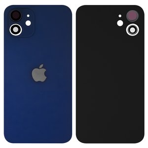 Задняя панель корпуса для iPhone 12, синяя, со стеклом камеры, small hole