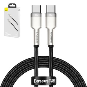 USB кабель Baseus Cafule Series Metal, 2xUSB тип C, 200 см, 100 Вт, чорний, в нейлоновому обплетенні, #CATJK D01