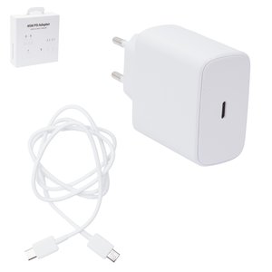 Мережевий зарядний пристрій EP TA845, 45 Вт, Power Delivery PD , білий, з кабелем USB тип C до USB тип C, 1 порт, service pack box