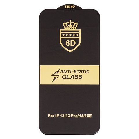 Защитное стекло ESD 6D для Apple iPhone 13, iPhone 13 Pro, iPhone 14, iPhone 16e, совместимо с чехлом, Full Glue, Anti Static, без упаковки , черный