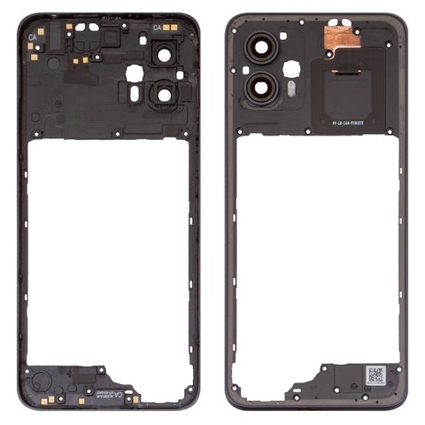Средняя часть корпуса для Motorola Moto G13, черная, со стеклом камеры
