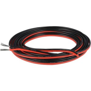 Провод двойной в силиконовой изоляции 18AWG, 0,82 мм², 1 м, черный, красный