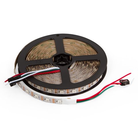 Tira de luces  LED RGB SMD5050, WS2812B con controles, IP20, 5 V, 60 LEDs m, 5 m, color de cinta: blanco 